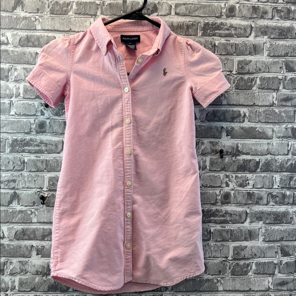 Girl's Ralph Lauren Light Pink Button-Down Dress - Picture 1 of 9